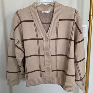 Oak + Fort Oversized Plaid Cardigan